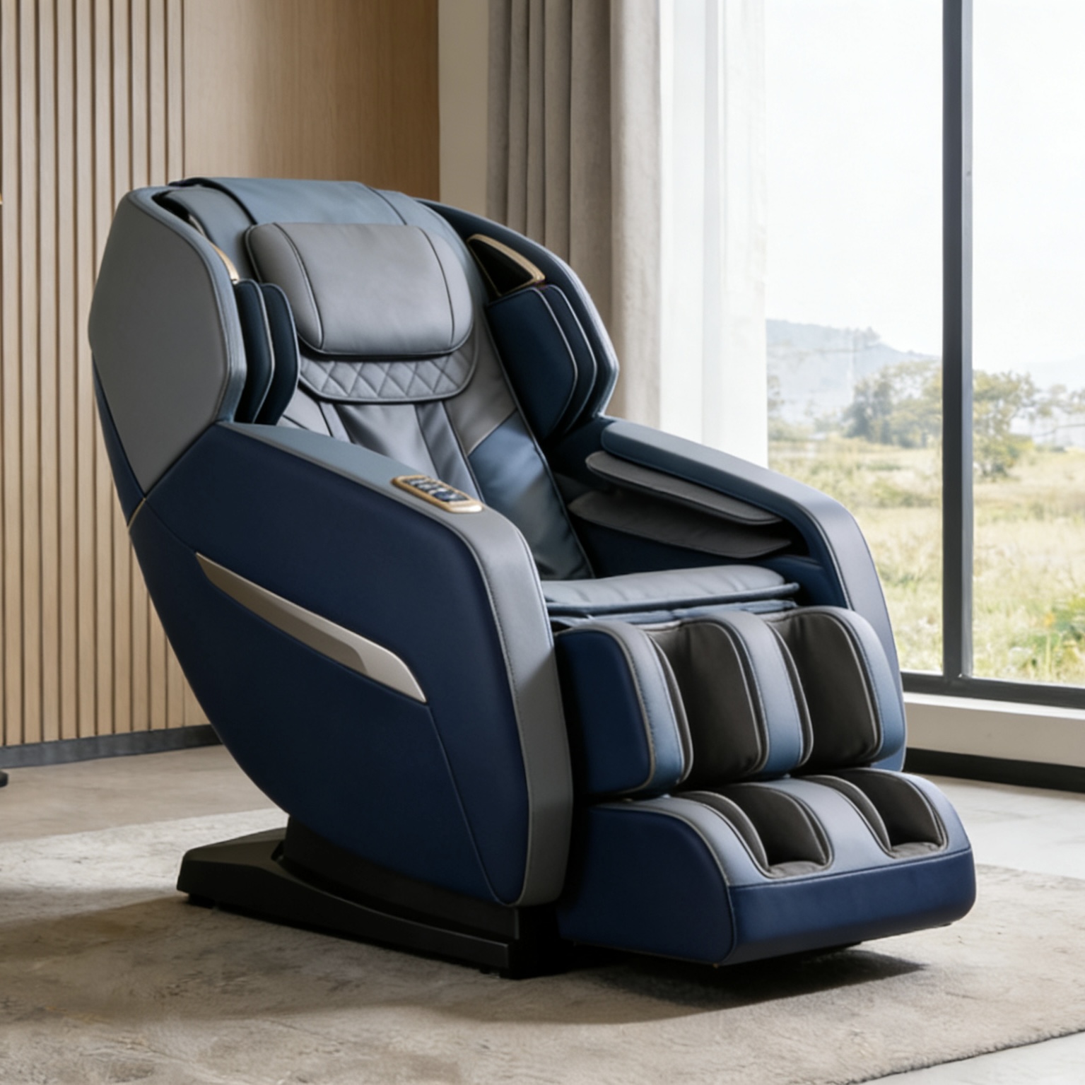Gray Blue Massage Chair Finished